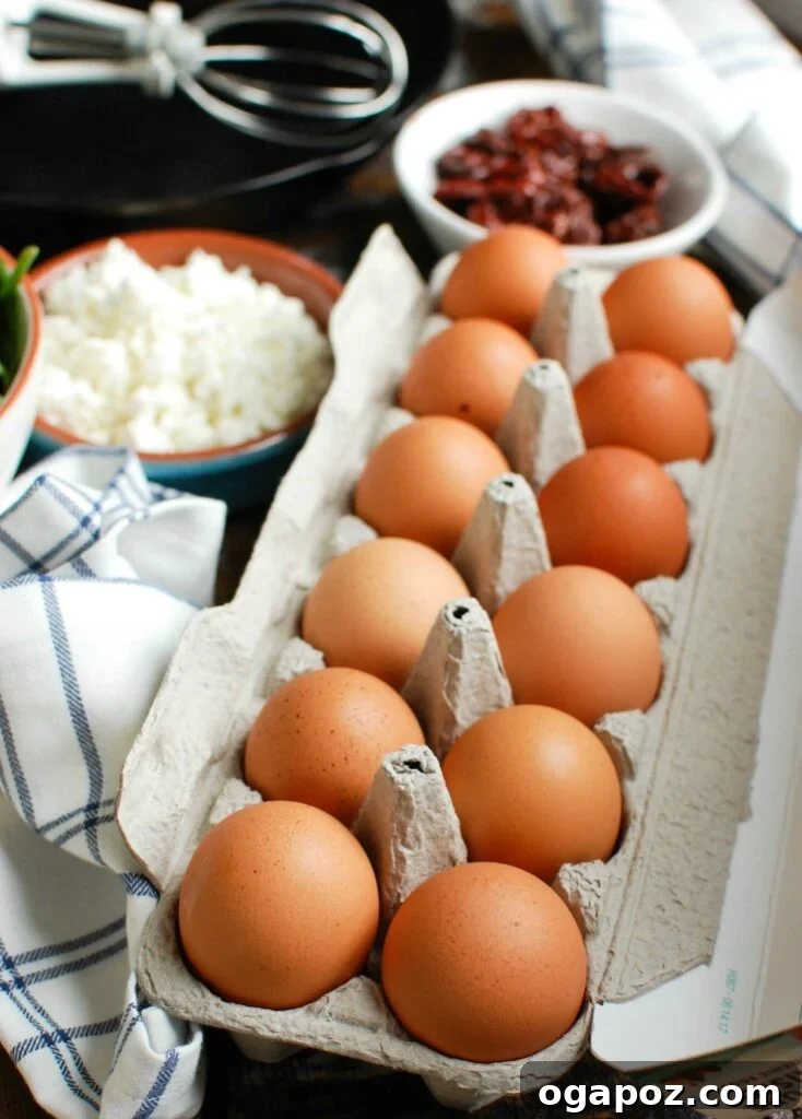 Sun-Kissed Tomato and Tangy Goat Cheese Frittata 4 The process of making Sun-Dried Tomato Goat Cheese Frittata, showing eggs being whisked in a bowl and vegetables sautéing in a skillet.