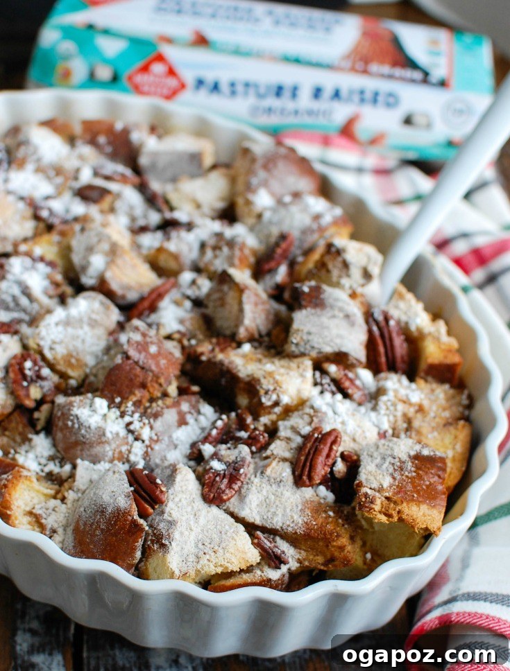 Cozy Overnight Gingerbread French Toast Bake 4 French toast casserole soaking in custard overnight in a baking dish.