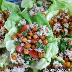 Mediterranean Lettuce Wraps with Sorghum Tabbouleh and Chickpeas 4 Mediterranean Sorghum Tabbouleh and Chickpea Lettuce Wraps, a vibrant and healthy dish.