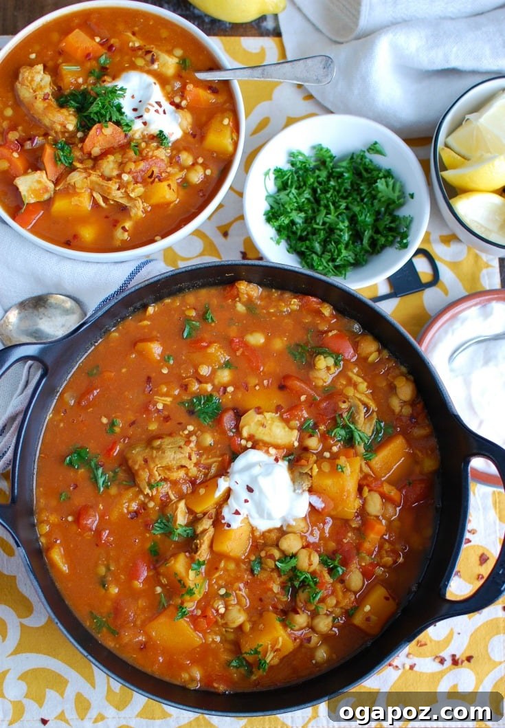 Moroccan Spiced Slow Cooker Chicken Soup 4 Slow Cooker Moroccan Chicken Soup simmering in a black pot