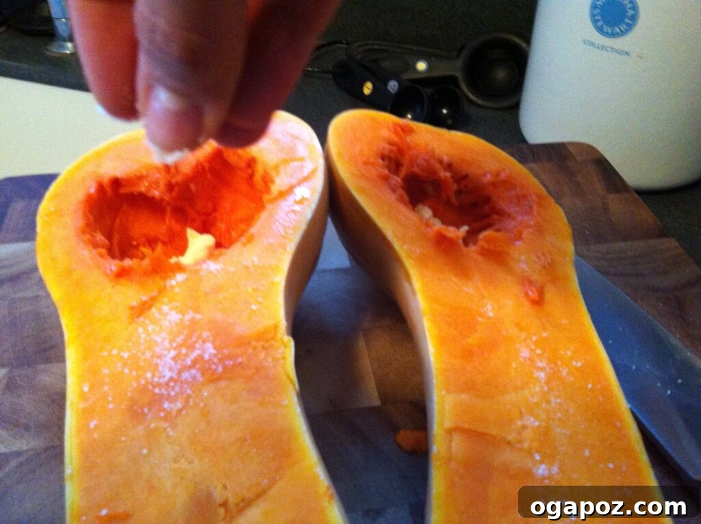 Seasoned Butternut Squash Butternut squash halves seasoned with salt and spices