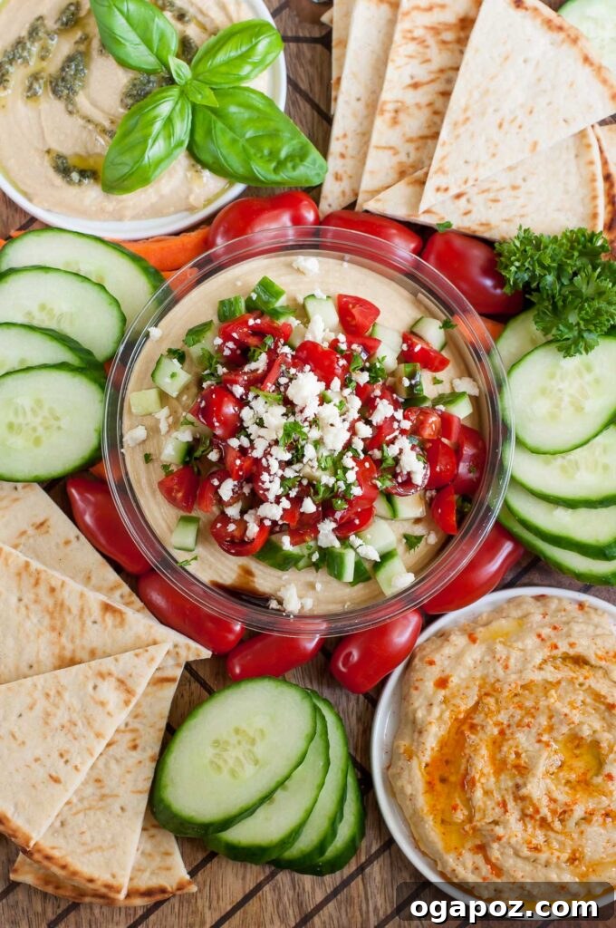 15 Mediterranean Appetizers to Delight Your Taste Buds 13 Snag a tub of your favorite hummus and whip up this Mediterranean Bruschetta Hummus topped with tomato, cucumber and feta.Hummus snack platter for a tasty pre-dinner nosh that's sure to satisfy!