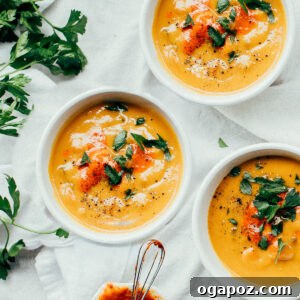 Carrot Ginger Soup in bowls.