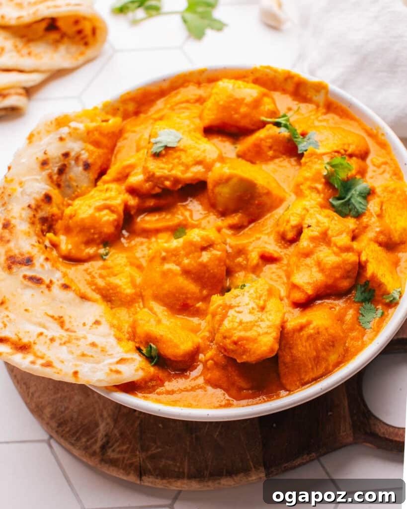 Golden Flaky Paratha Bread 21 Curry Chicken in a bowl.
