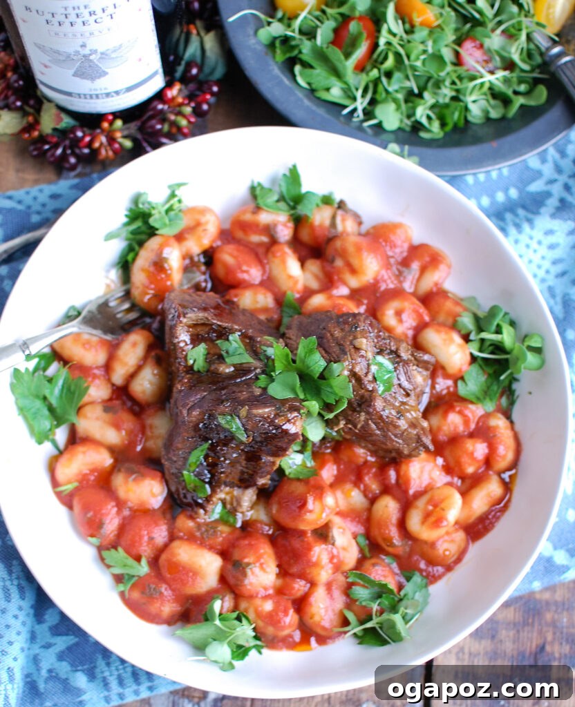 Balsamic Glazed Short Ribs 5 Slow Cooker Balsamic Short Ribs ready to serve from above.