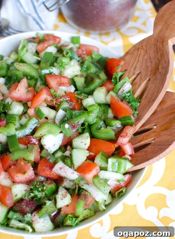Effortless Lebanese Garden Salad 2 Easy Lebanese Salad with Wooden Spoons for Serving