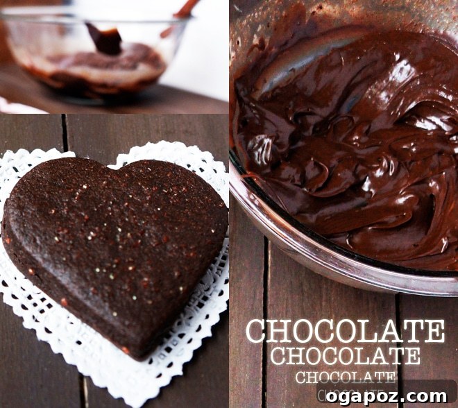 Double Chocolate Fudge Sandwich Cookies 5 Baked heart-shaped chocolate cookies cooling on a wire rack
