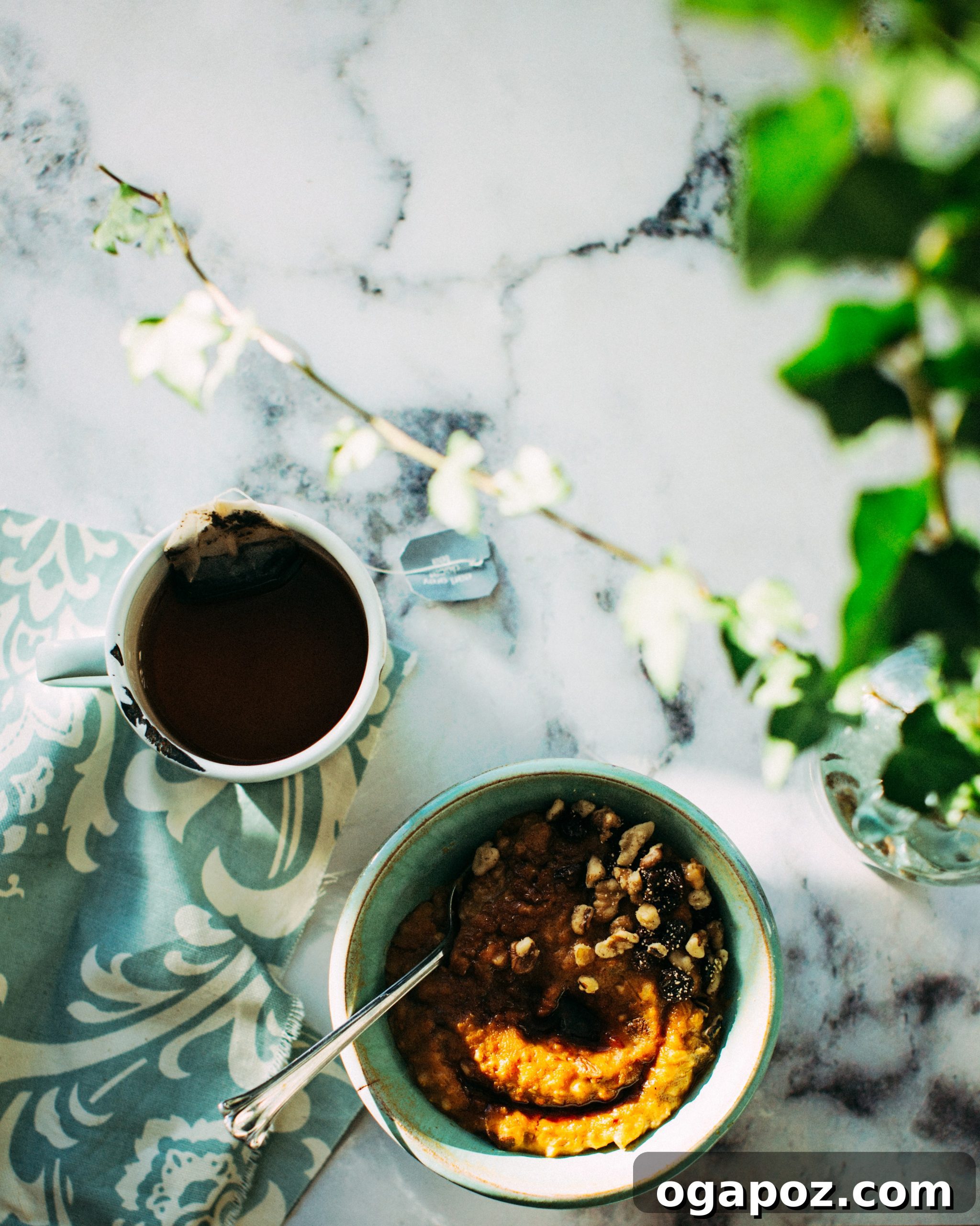 Overnight Carrot Cake Steel-Cut Oats 3 A warm and inviting image of a kitchen counter with breakfast ingredients, suggesting comfort and culinary creativity.
