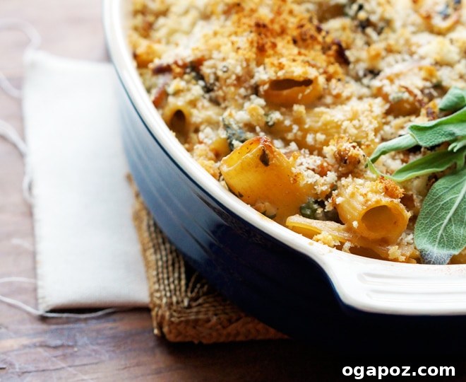 Baked Rigatoni with Creamy Butternut Squash and Goat Cheese 3 Preparing the browned butter bechamel sauce in a saucepan.