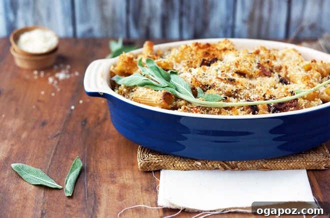 Baked Rigatoni with Creamy Butternut Squash and Goat Cheese 4 Caramelizing onions in a pan.