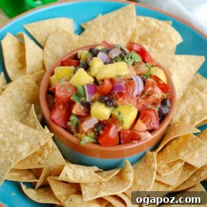 Freshly made Mango and Black Bean Salsa in a bowl