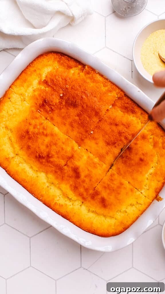 Golden Cornbread Delight 14 Slicing Cornbread Casserole.