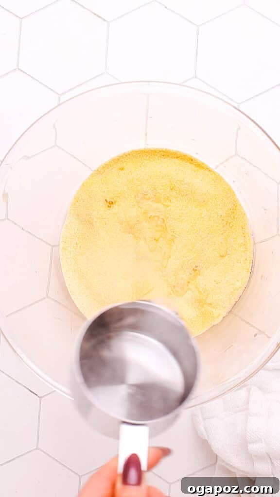 Golden Cornbread Delight 8 Soaking cornmeal for cornbread.