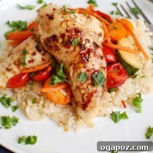 Sheet Pan Balsamic Chicken Tenders with Vegetables finished dish