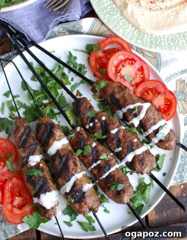 Flavorful Grilled Beef Kafta Kabobs 4 Grilled Beef Kafta Kebabs after grilling