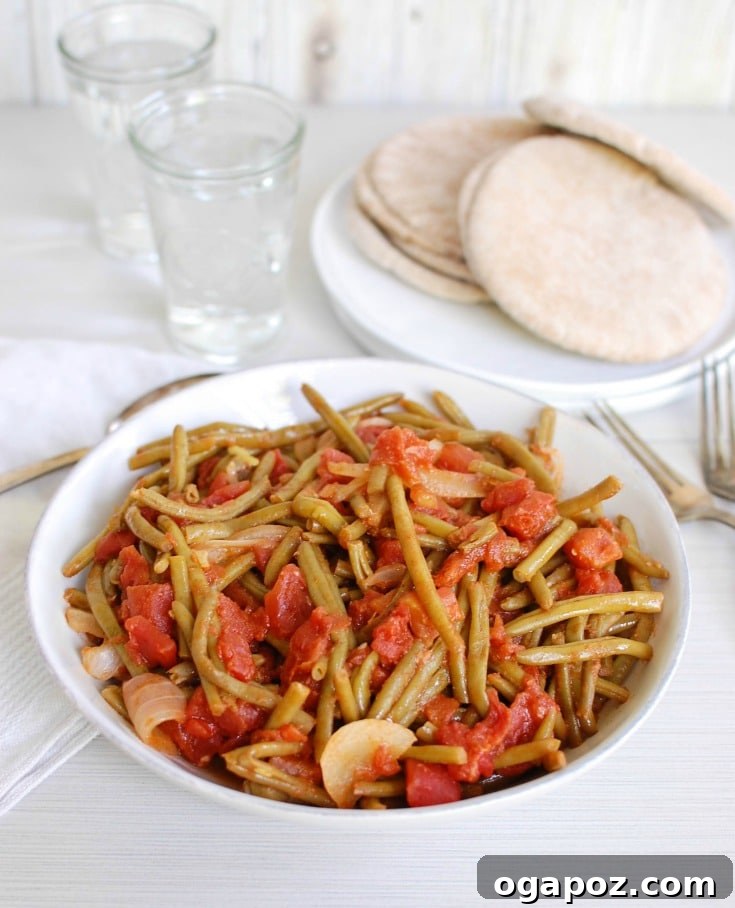 Instant Pot Lebanese Loubieh 4 Lebanese Green Beans with pita bread