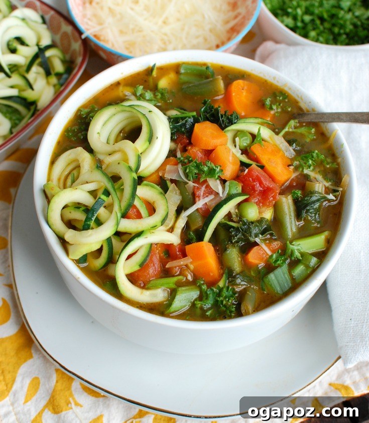 Vibrant Spring Minestrone 7 A far view of a large pot of Spring Vegetable Minestrone simmering on the stovetop, radiating warmth and comfort.