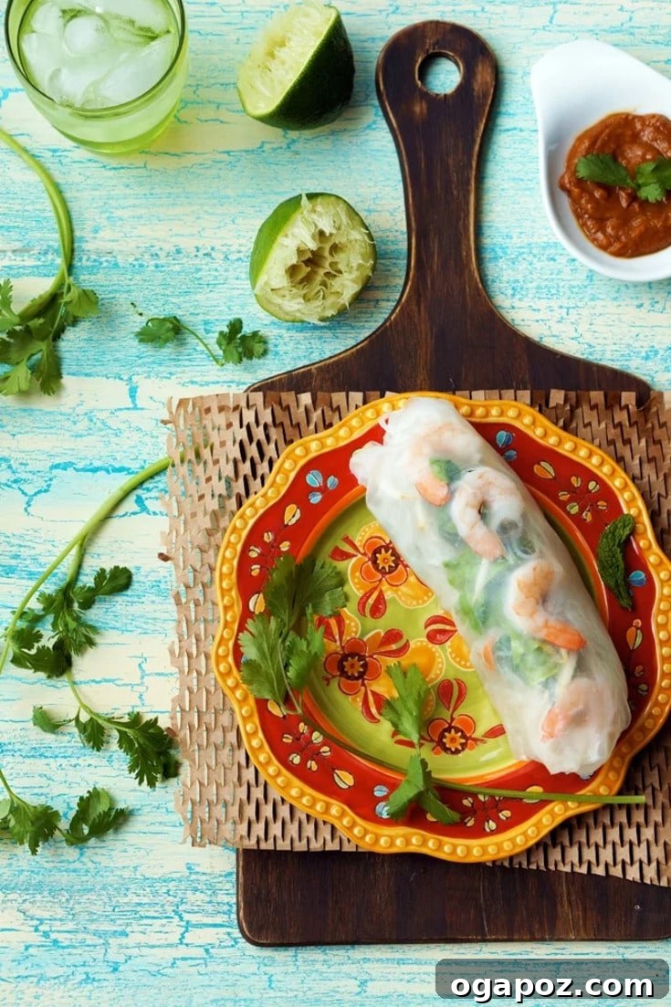 Summer Rolls with Creamy Peanut Sauce 5 These quick and easy Vietnamese Rice Paper Salad Rolls with Peanut Dipping Sauce is fresh, healthy, and completely addictive! This at home recipe calls for shrimp but can be made with your choice of pork, beef, or chicken.