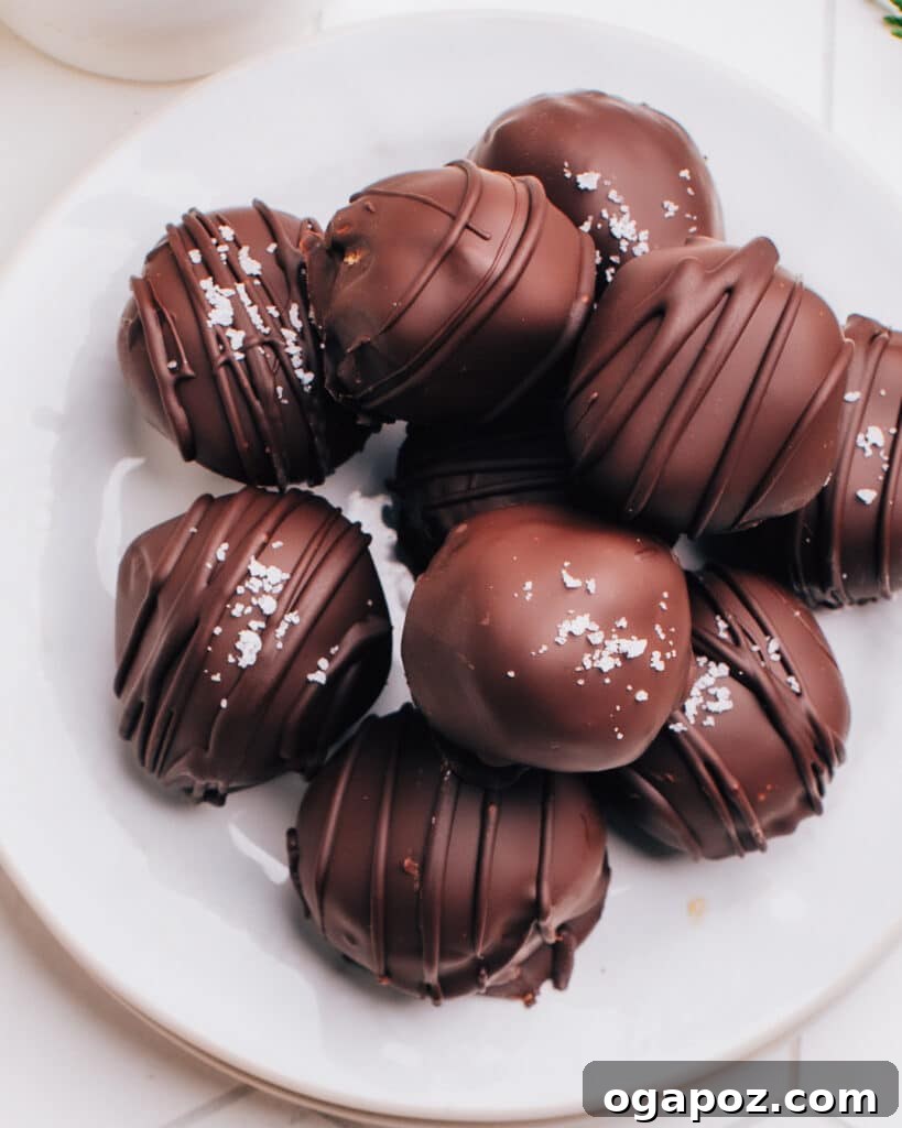 Effortless Cookie Dough Bites 8 A beautifully presented plate of chocolate-covered cookie dough bites, ready to be enjoyed.