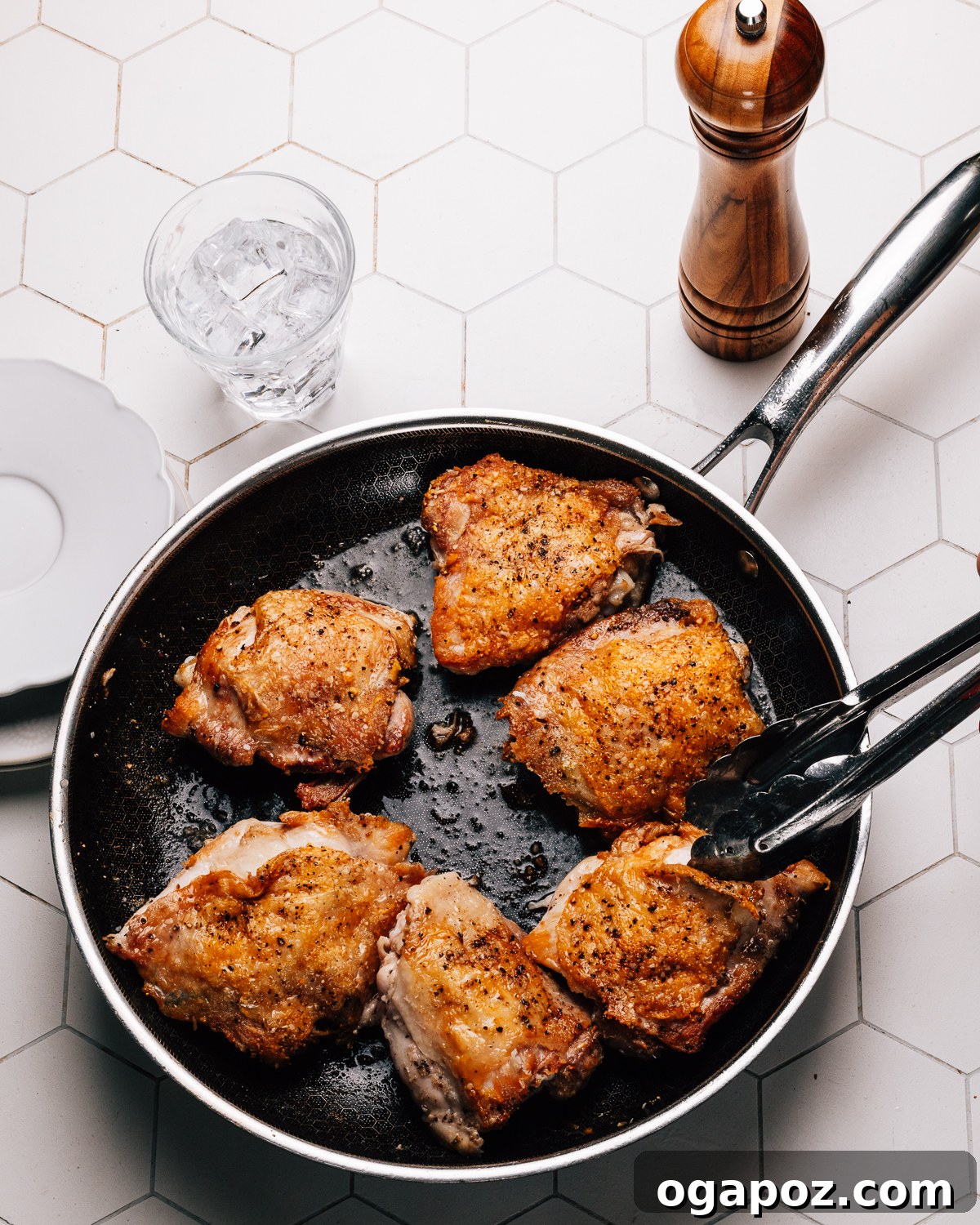 Savory Chicken and Biscuit Bake 3 Searing Chicken Thighs for Stew.