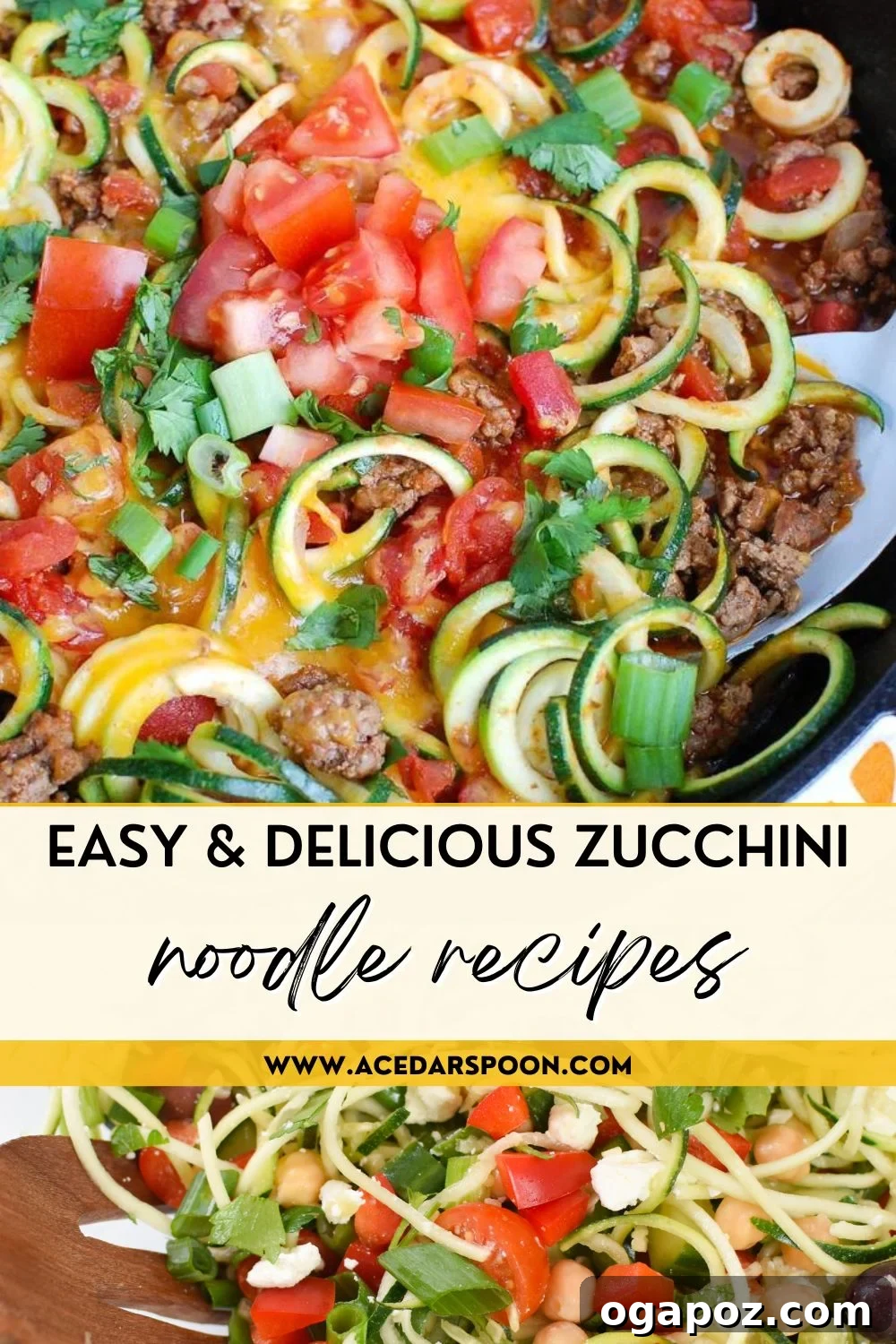 41 Mouthwatering Zoodle Recipes 2 A vibrant display of various delicious zoodle dishes, showcasing their versatility and appeal for healthy eating. Includes a variety of colors and textures.