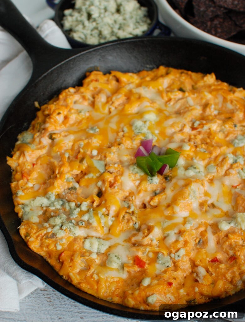 Ultimate Buffalo Chicken Queso 5 Buffalo Chicken Queso Cheese Dip served on the side, showing the delicious texture