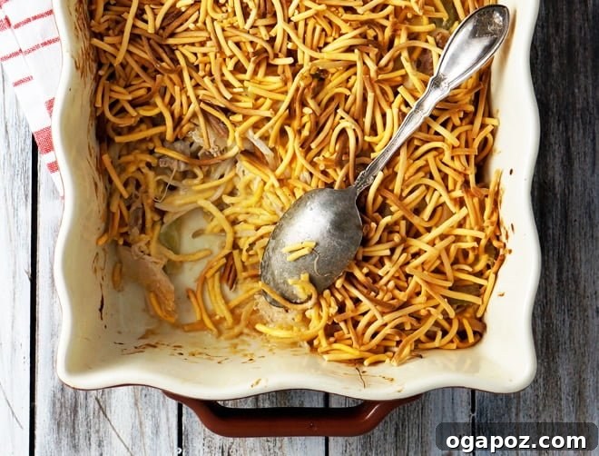 Asian Inspired Turkey Noodle Bake 2 Delicious Turkey Chow Mein Casserole in a baking dish
