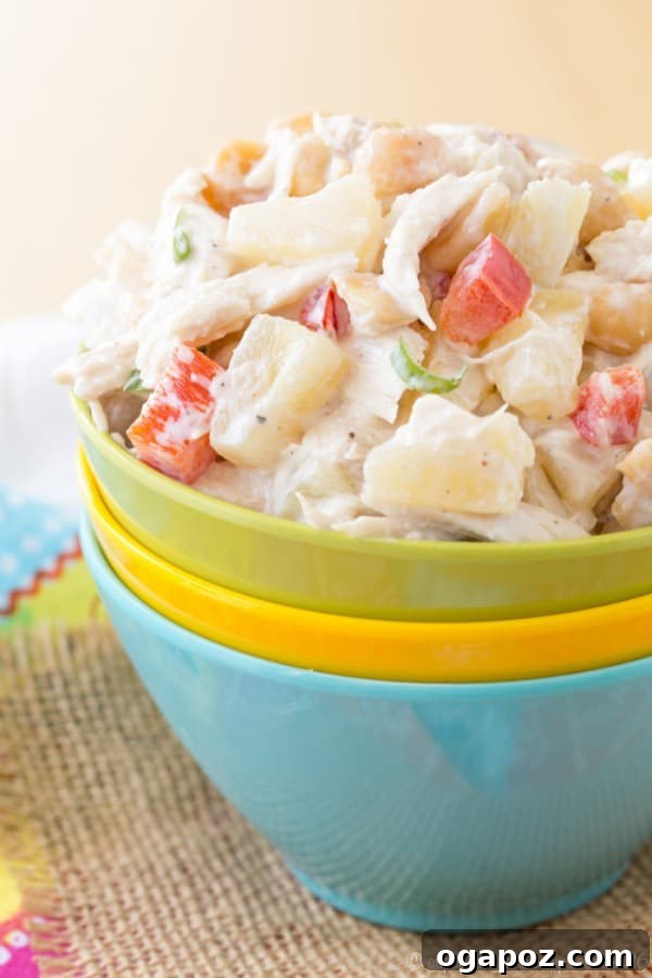 11 Effortless Chicken Salad Creations 12 Exotic Tropical Chicken Salad packed with fresh mango, pineapple, and other tropical fruits, with a light and flavorful dressing.
