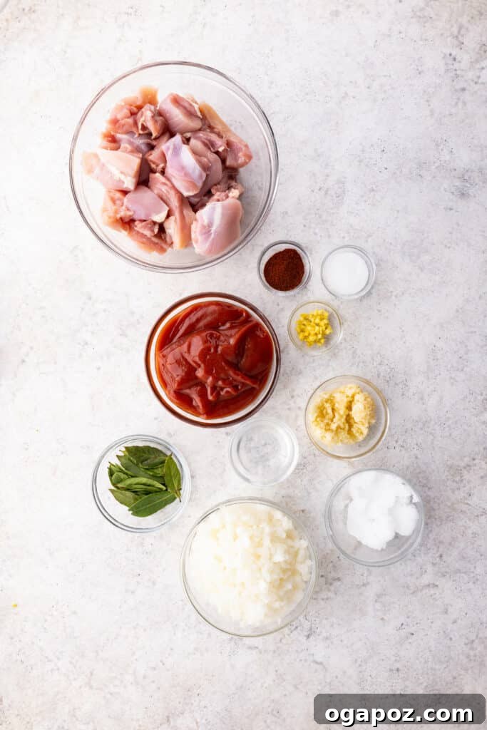 Chicken 65 A Zesty South Indian Classic 3 Ingredients for chicken 65 curry on a kitchen countertop