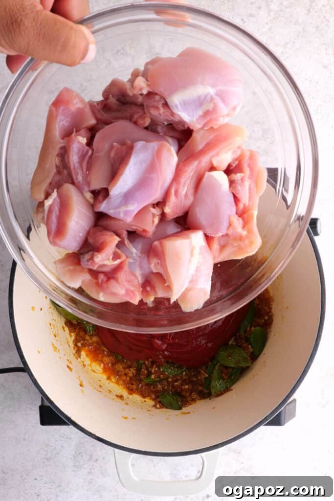 Chicken 65 A Zesty South Indian Classic 7 Adding chicken and ketchup to the mixture for Chicken 65