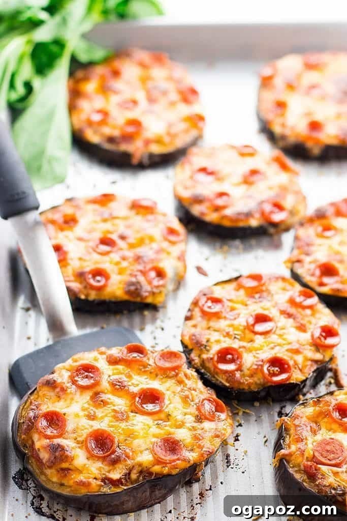 11 Ultimate Eggplant Recipes 8 Easy and low-carb Mini Eggplant Pizzas topped with marinara sauce, cheese, and your favorite pizza toppings.