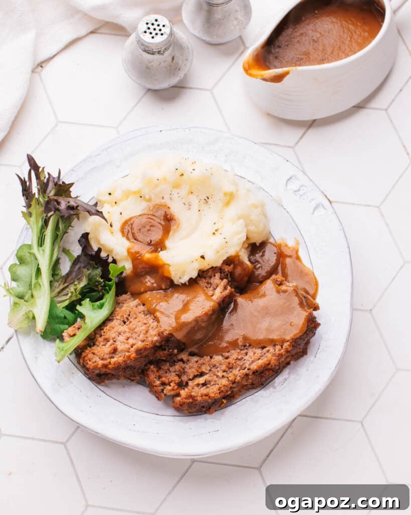 31 Delicious Side Dishes for Your Meatloaf Dinner 2 Meatloaf with Brown Gravy, ready to be served