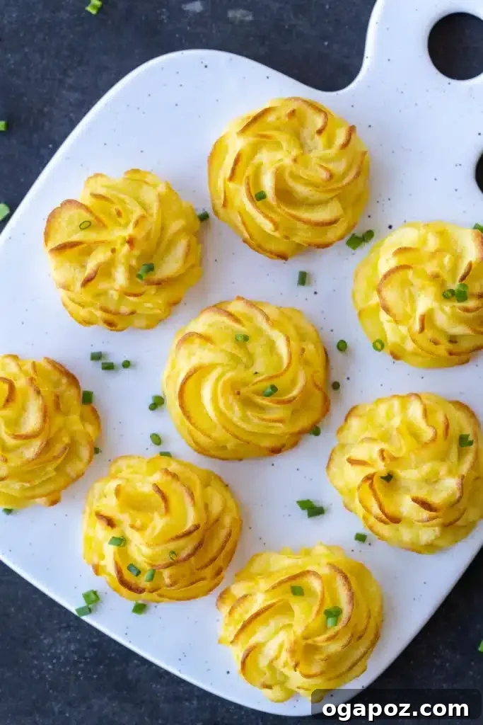 31 Delicious Side Dishes for Your Meatloaf Dinner 19 Duchess Potatoes, elegantly piped.