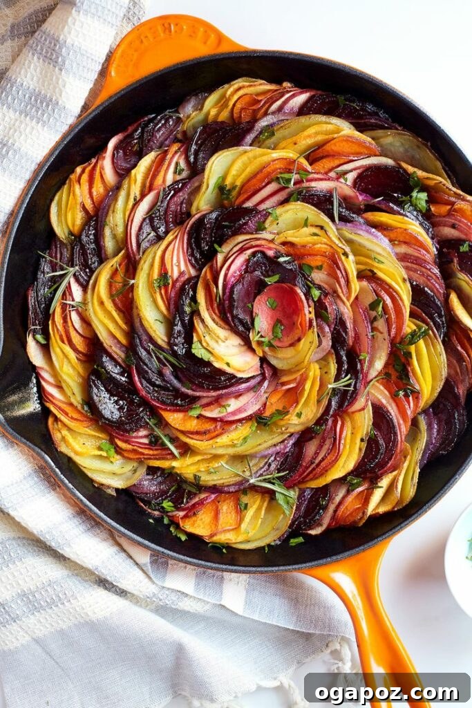 Effortless Healthy Sides for Meatloaf 35 Delicious Choices 28 A healthy meatloaf side dish: Beets and Sweets Gratin, showcasing a vibrant spiral of root vegetables, baked to perfection.