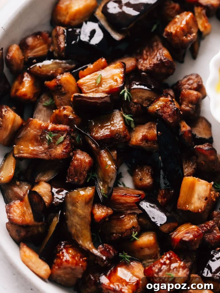 Effortless Healthy Sides for Meatloaf 35 Delicious Choices 9 A close-up of crispy air fryer eggplant, golden brown and perfectly cooked, showcasing its delicious texture.