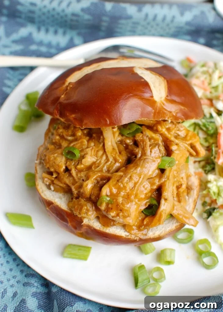 Effortless Slow Cooker Pork Tenderloin 2 Slow Cooker Pork Tenderloin sandwich with sauce and chives