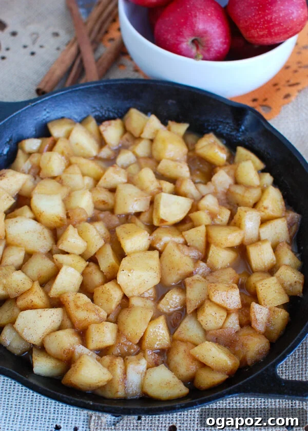 Golden Skillet Apples 2 Easy Skillet Apples Side View with warm spices