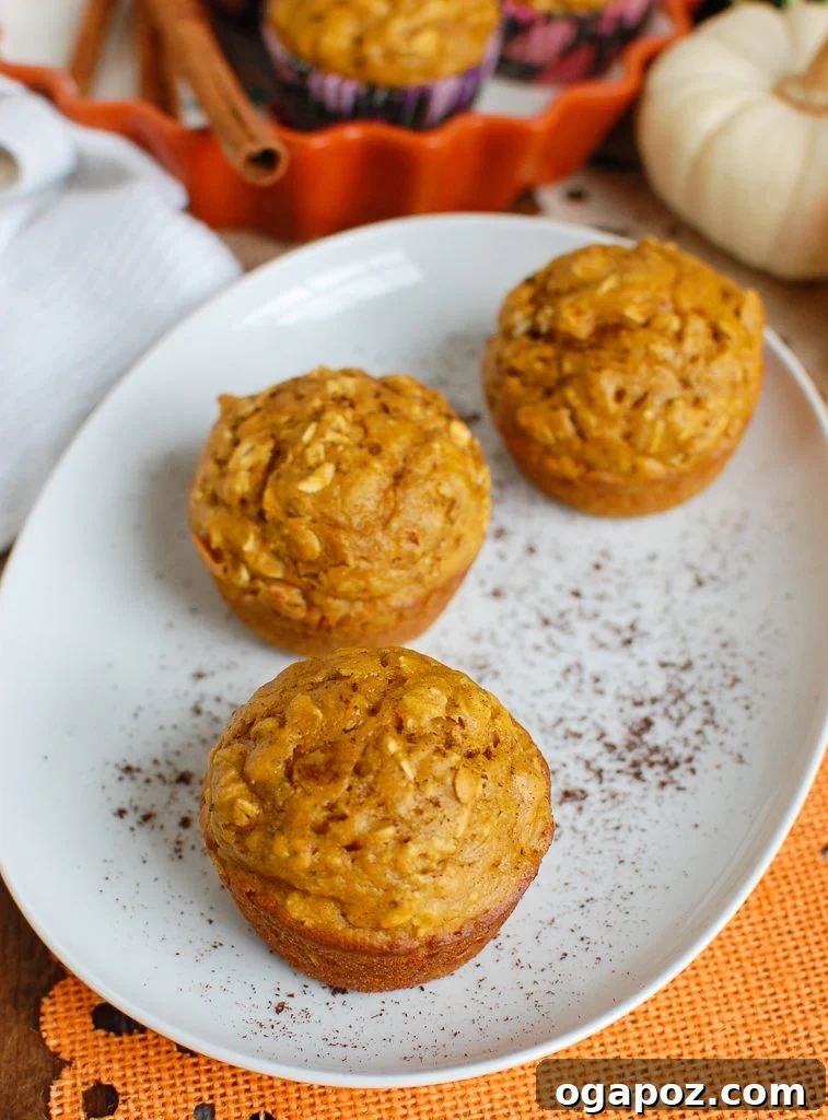 Perfectly Simple Pumpkin Muffins 4 Easy Pumpkin Muffins arranged on a white platter