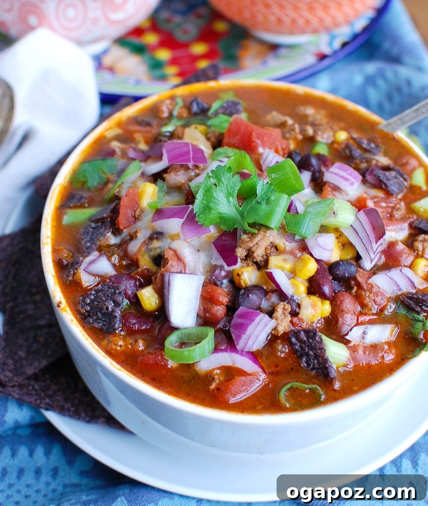 Hearty Instant Pot Turkey Chili 5 Instant Pot Turkey Chili with white plate and spoon