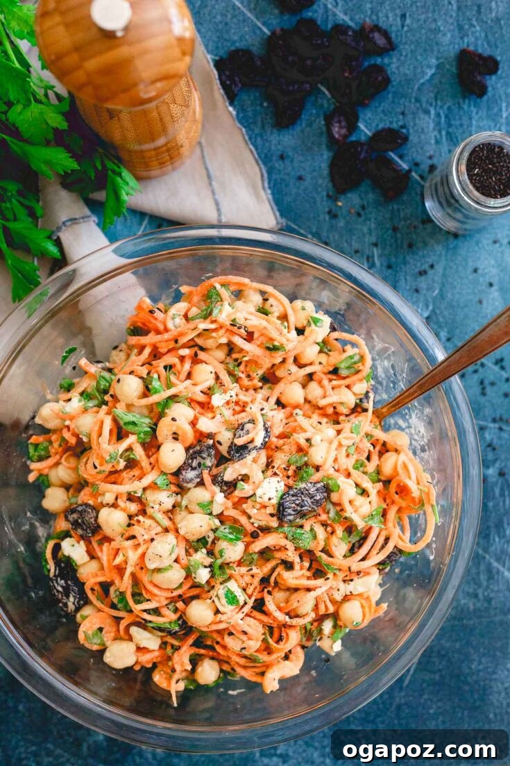 Yogurt Tahini Mediterranean Carrot Salad with chickpeas
