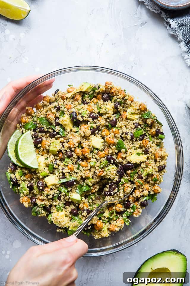 Healthy Quinoa Chickpea Avocado Salad with Black Beans