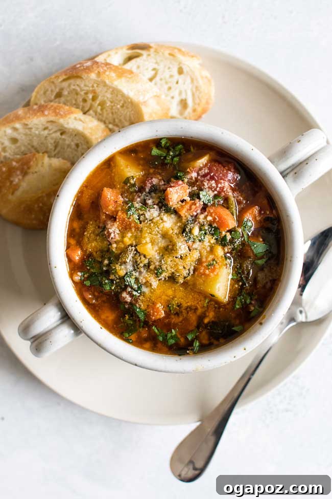 Hearty Winter Minestrone with root vegetables and beans