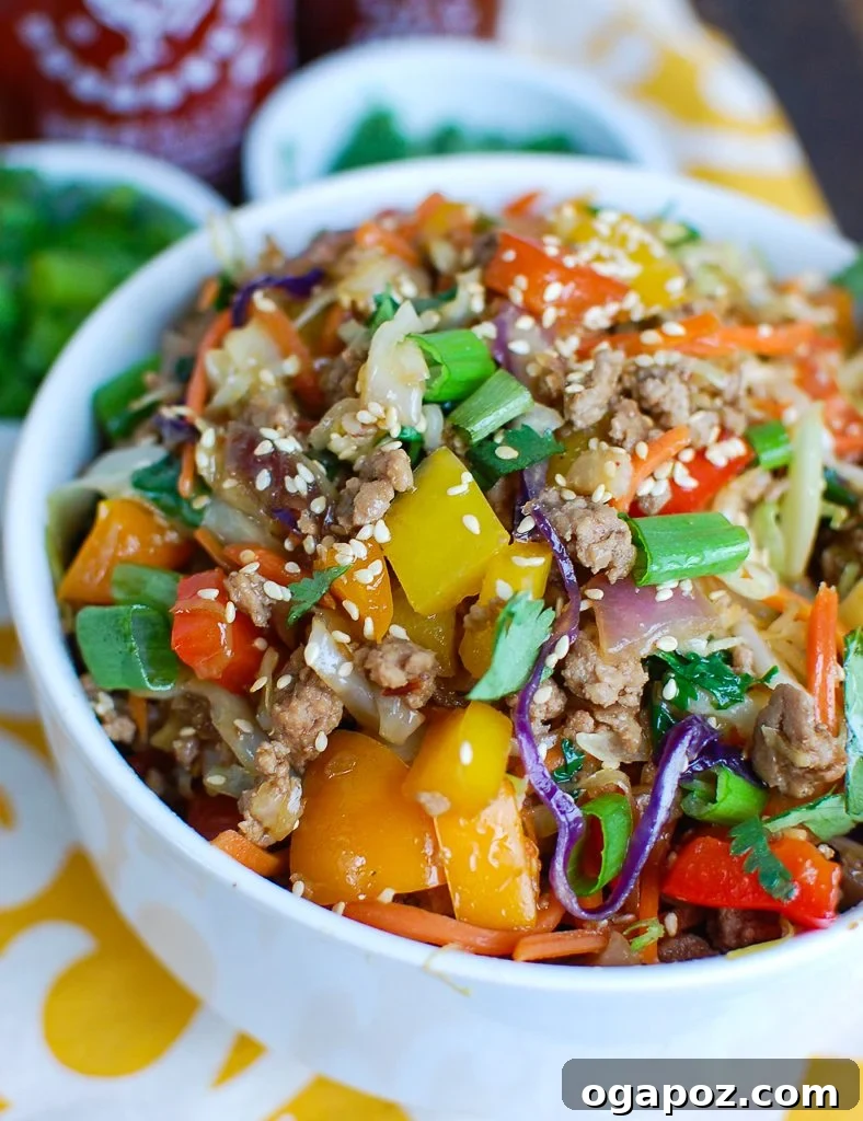 Egg Roll in a Bowl with chopsticks, ready to eat