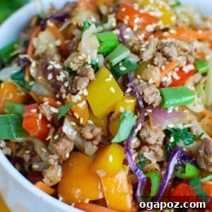 Egg Roll in a Bowl in white bowl