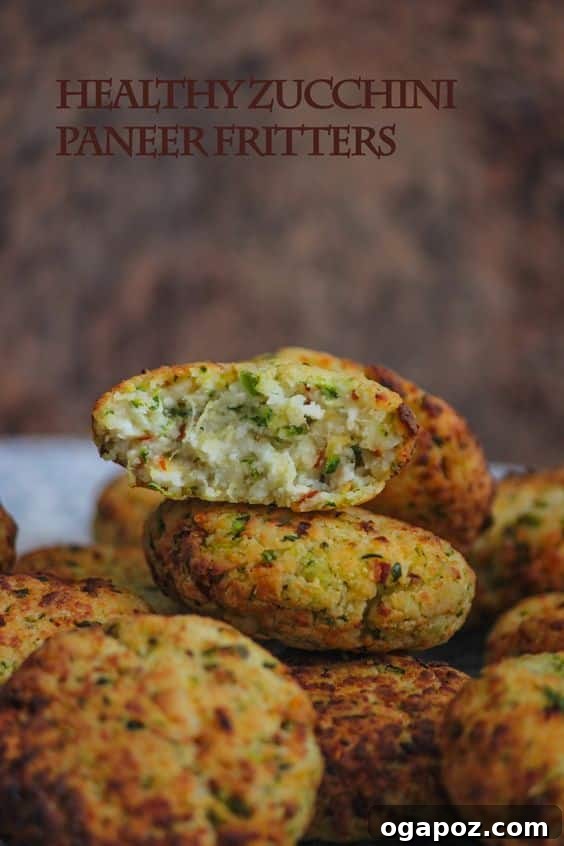 Paneer Perfection: 52+ Recipes for Every Palate 16 Golden Zucchini Paneer Fritters, crispy on the outside and soft inside, a delightful vegetarian snack.