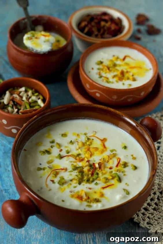 Paneer Perfection: 52+ Recipes for Every Palate 24 Elegant Paneer Kheer, a creamy Indian sweet pudding made with paneer, milk, and fragrant spices.