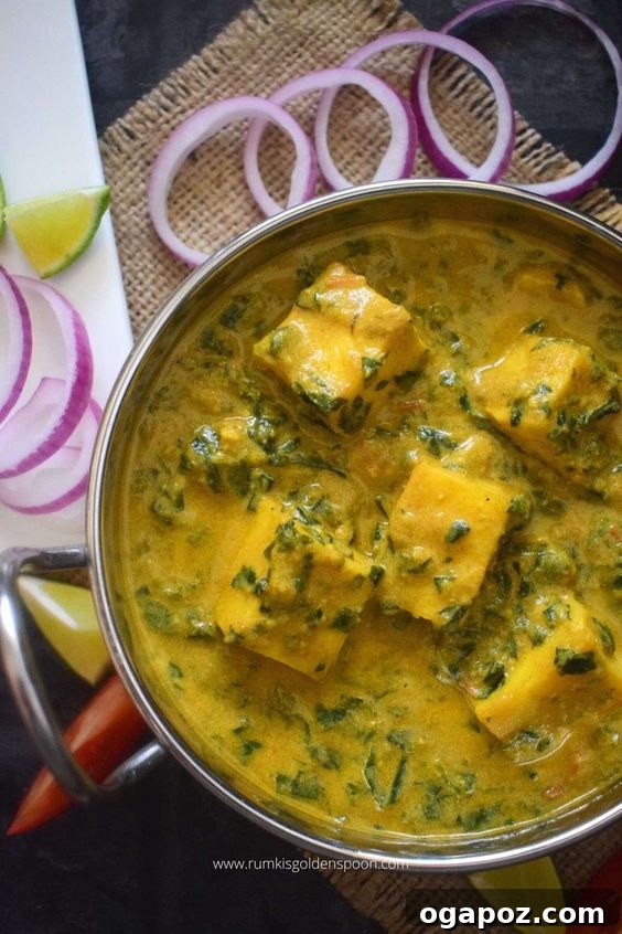 Paneer Perfection: 52+ Recipes for Every Palate 34 Rich and aromatic Methi Paneer, a sensational Indian curry featuring paneer and fresh fenugreek leaves.