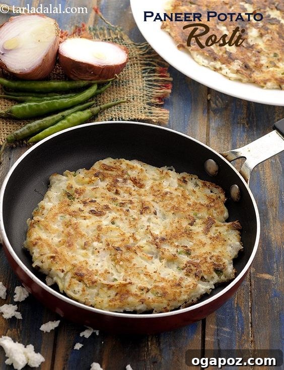 Paneer Perfection: 52+ Recipes for Every Palate 49 Crunchy, hearty Paneer and Potato Rostis, with a hint of green chili, perfect as a snack or side dish.