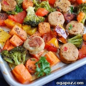 Flavorful One-Pan Chicken Sausage and Roasted Vegetables 9 Sheet Pan Chicken Sausage and Vegetables