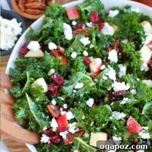 Delicious Kale Salad with Cranberries, ready to be served